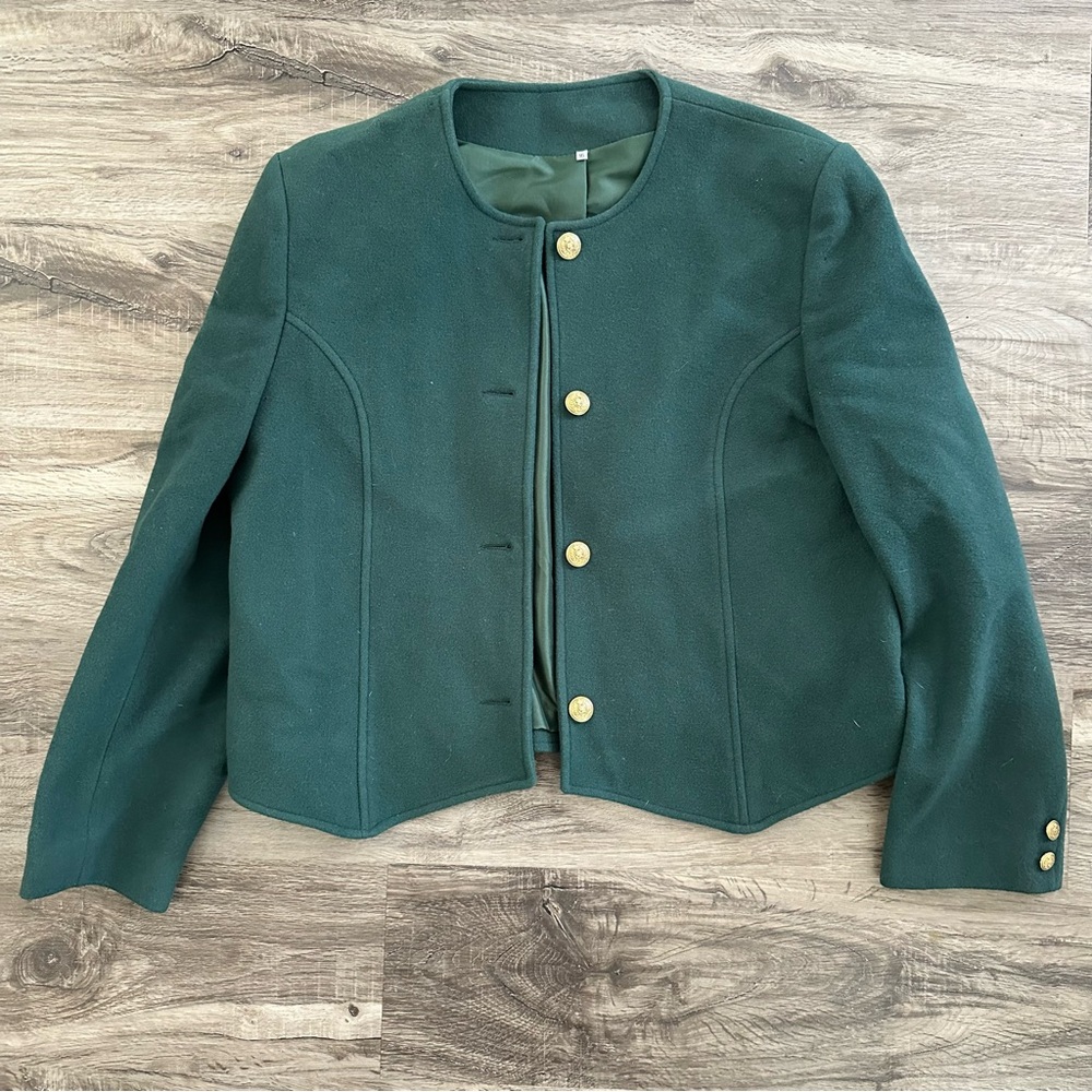 VINTAGE EDINBURGH Women's Green Jacket with Gold Buttons